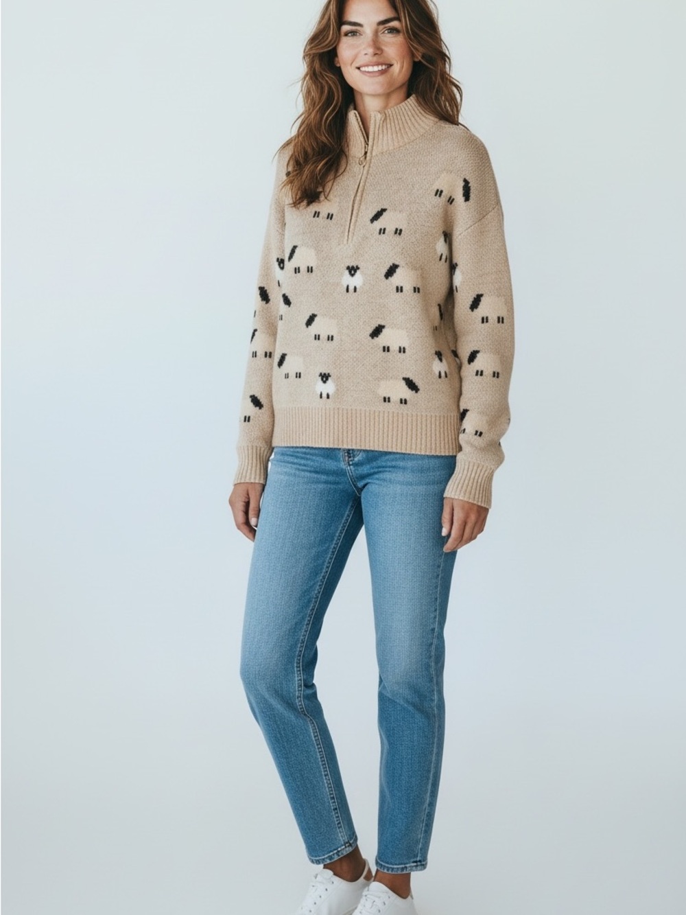 LOFT Sheep Quarter Zip Sweater Princess Diana Medium - Picture 4 of 9